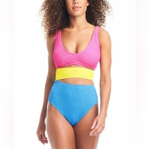 Bar III Women's Cut-Out One-Piece Swimsuit colorful pink neon green blue sm $94